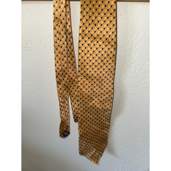 Bill‎ Blass Men's Necktie Gold Geometric Silk Tie Business Formal Career - Picture 1 of 6